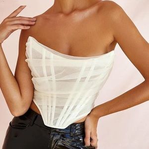 White Mesh Corset Top